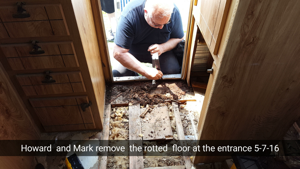 Removing rotted entry floor
