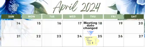 Changed April meeting to one week later