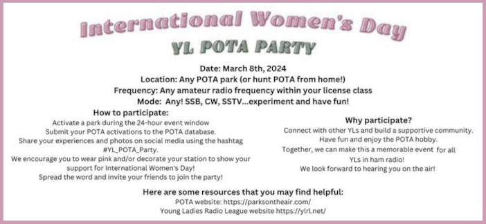 International Women's Day YL POTA